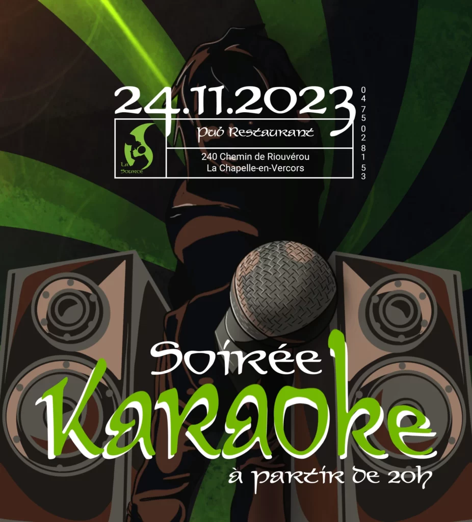 Affiche soirée karaoké 24.11.2023
